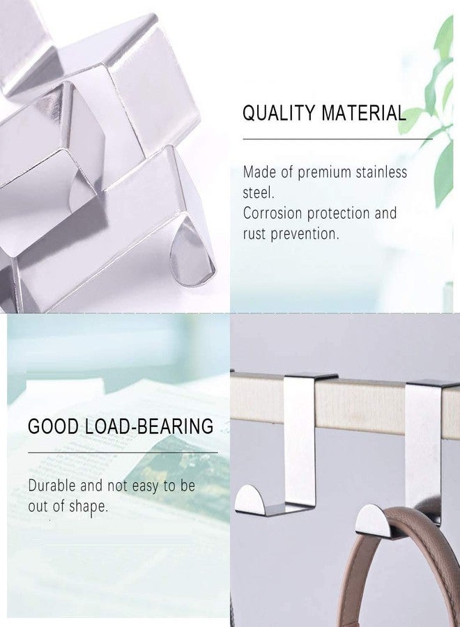 Lukzer Set of 8 Over Door Rack Heavy Duty Reversible Brushed Stainless Steel Hook CH-212 - Image 5